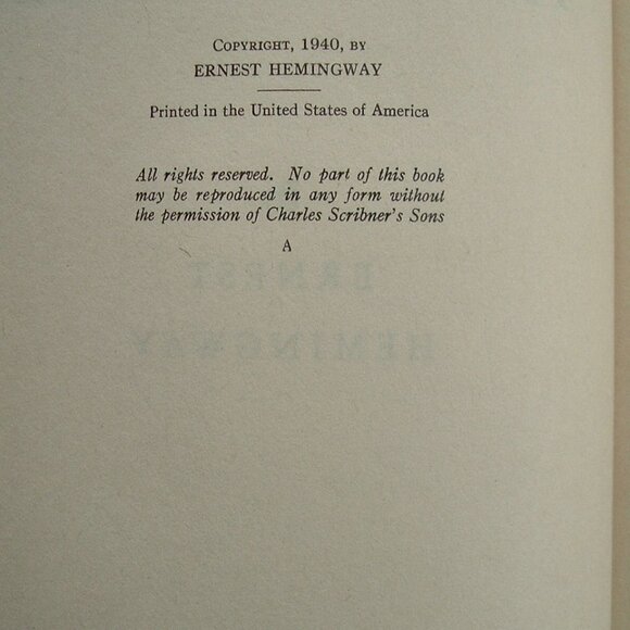 For WHOM The BELL TOLLS by Ernest Hemingway First Edition with Publisher's "A" - Picture 6 of 10